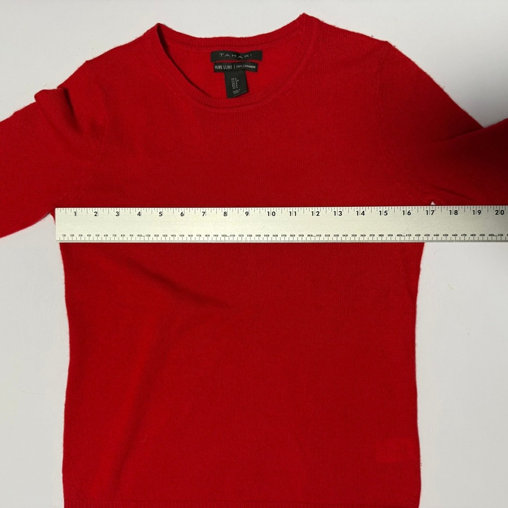 Tahari Pure Luxe Red 100% Cashmere Crewneck Sweater Women's Small - Picture 8 of 9